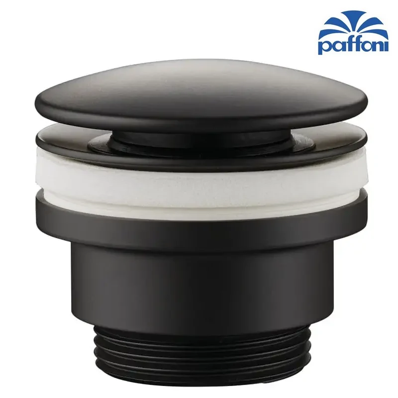 Bonde de vidange universelle noire mate 1''1/4" CLIC-CLAC avec vis de verrouillage et trop-plein