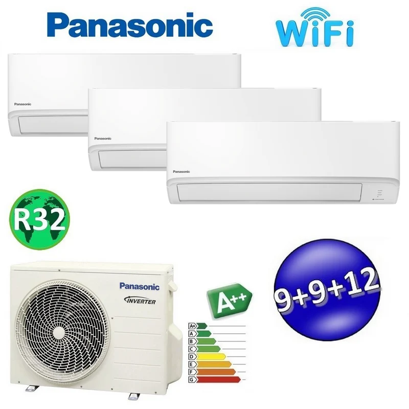 Climatiseur tri-split Panasonic TZ 9+9+12 000 BTU R32 A++ Wi-Fi NanoeX