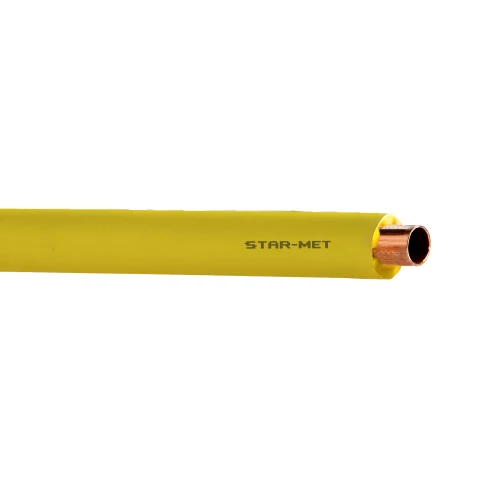PRIX PAR MÈTRE - Tuyau en cuivre Ø 18 x 1 mm - revêtu de PE jaune en forme d'étoile STAR-MET - systèmes de gaz encastrés (UNI CIG 7129) - tuyau en rouleaux