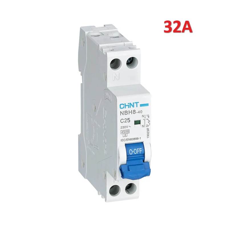 Disjoncteur 32 A NBH8-40 C32 1P + N, 4,5 kA