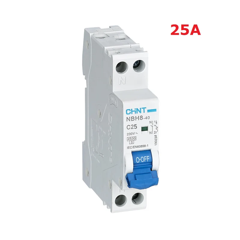 Disjoncteur 25 A NBH8-40 C25 1P + N, 4,5 kA