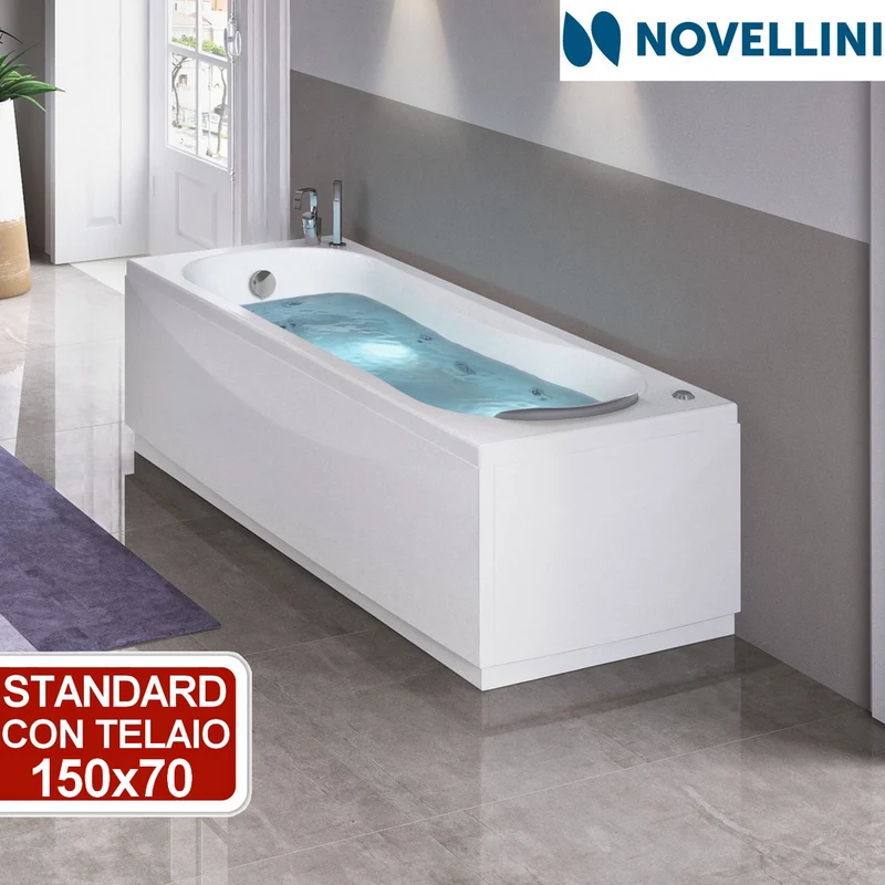 Baignoire standard avec cadre et panneaux - Novellini Calypso 150x70 cm