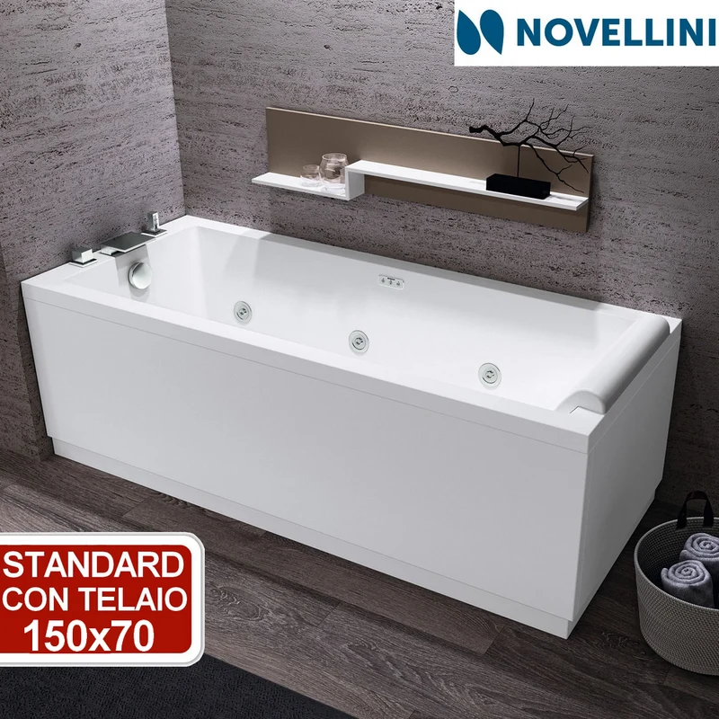 Baignoire standard avec cadre et panneaux - Novellini Calos 2.0 150x70 cm