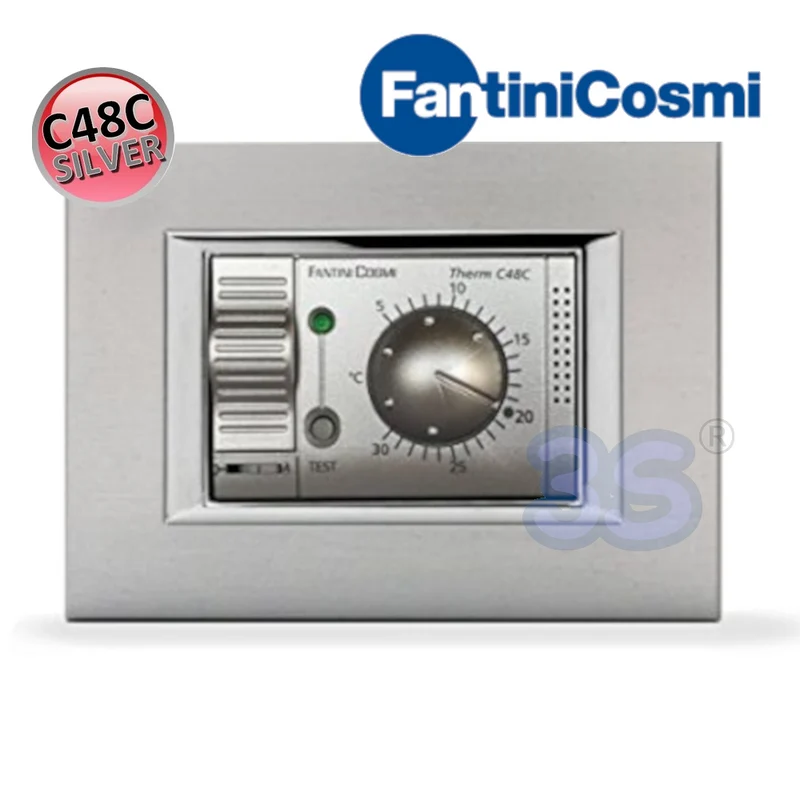 C48C - Thermostat d'ambiance rotatif encastré argenté - Fantini e Cosmi