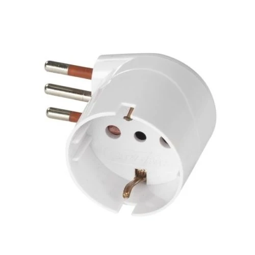 Adaptateur Schuko 90° 10A blanc