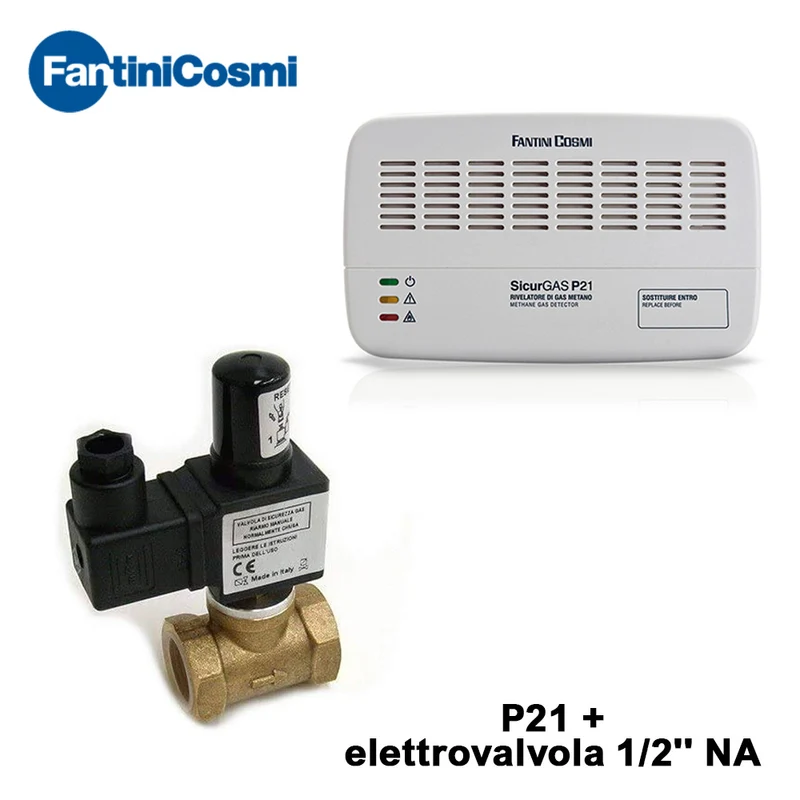Kit détecteur de fuites de méthane - P21 + électrovanne normalement ouverte de 1/2 pouce