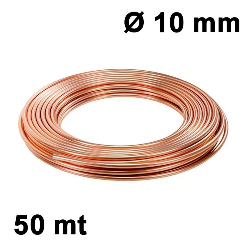 Rouleau de 50 m de tuyau en cuivre recuit, Ø 10 mm - réfrigération