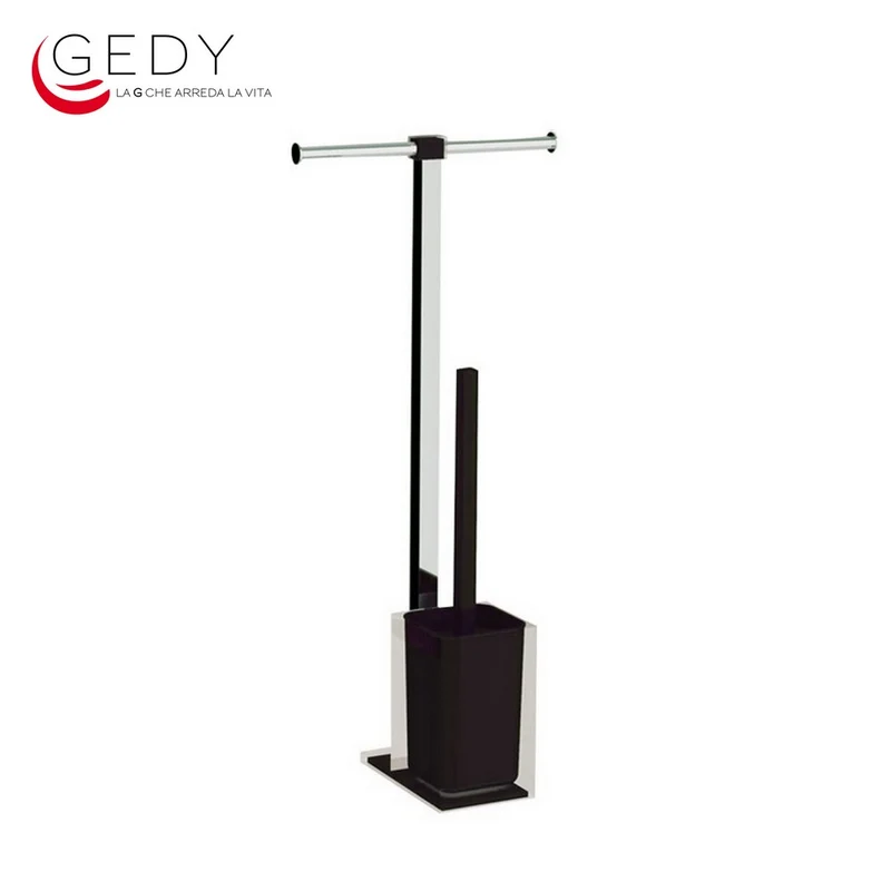 Porte-rouleau de papier toilette et support pour brosse de toilette GEDY RAINBOW - chromé / noir
