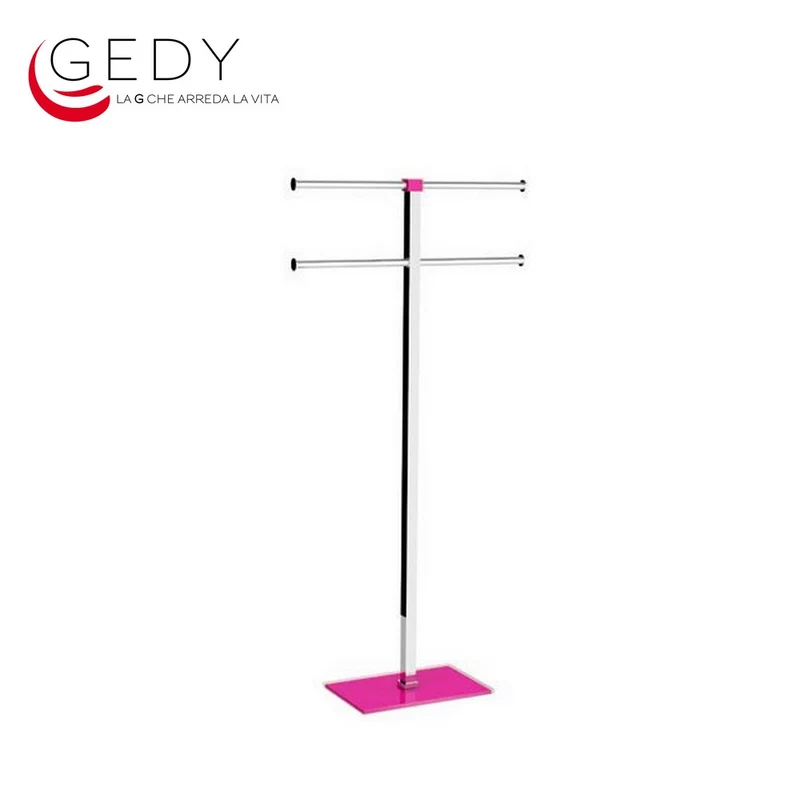 Porte-serviettes sur pied GEDY RAINBOW - chrome / fuchsia
