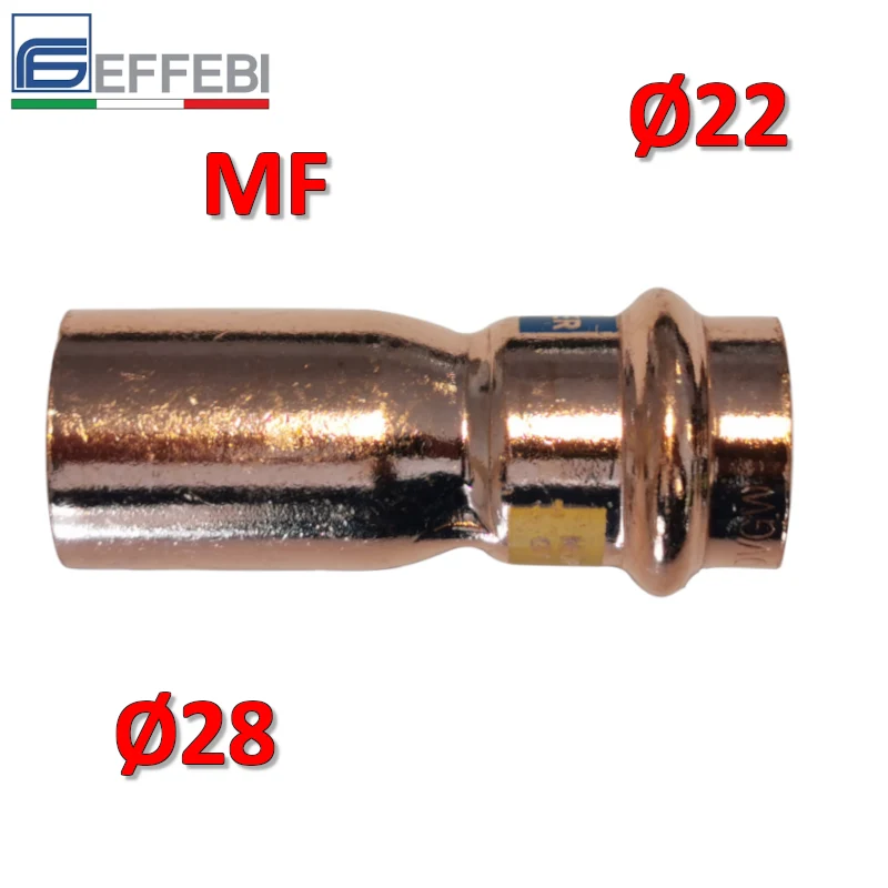Raccord droit réduit MF réduction Ø 22 x 28 mm - UNICO cuivre à sertir pour eau et gaz