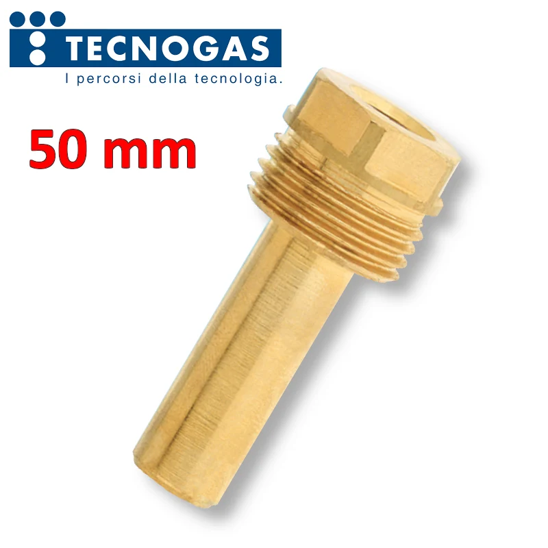 Puits pour thermomètre, raccord M 1/2'' - longueur 50 mm - INAIL BRASS