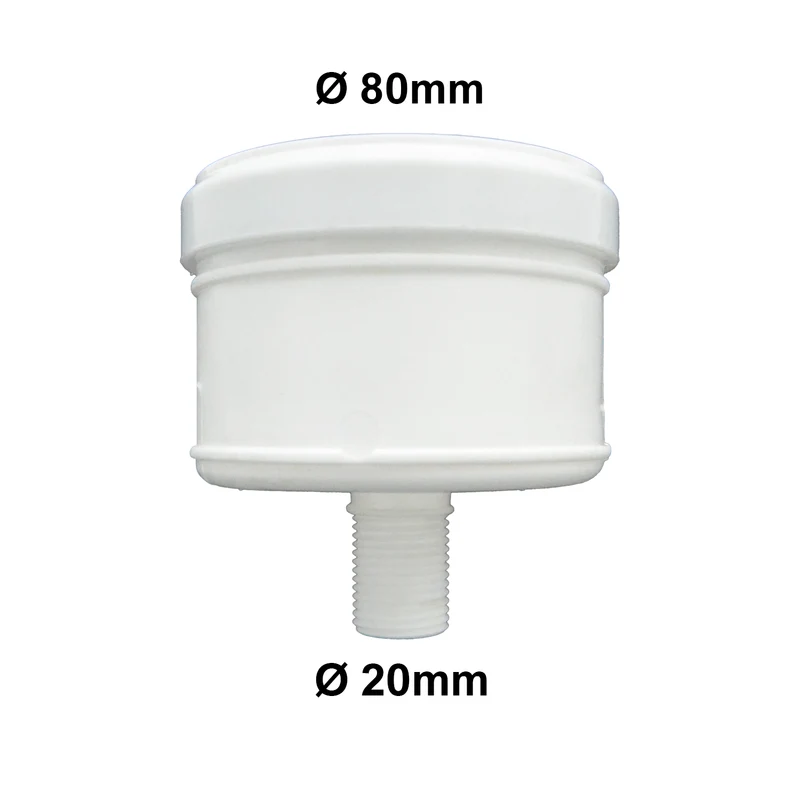Bouchon de vidange de condensats en PPS blanc Ø 80 mm pour les gaz de combustion des chaudières à condensation, tige de vidange filetée