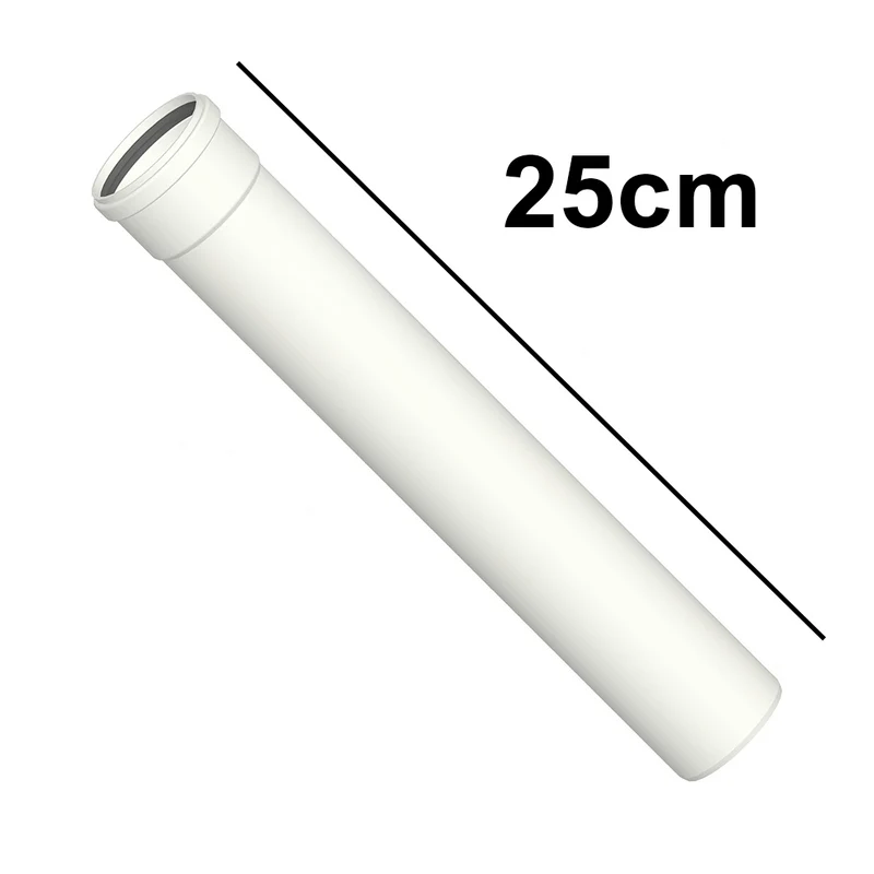 Tube linéaire de 25 cm en PPS blanc Ø 80 mm pour gaz de combustion de chaudière à condensation