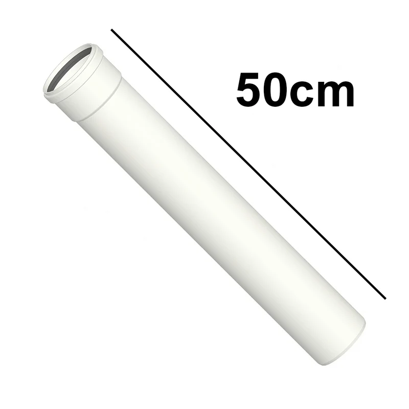 Tube linéaire de 50 cm en PPS blanc Ø 80 mm pour gaz de combustion de chaudière à condensation