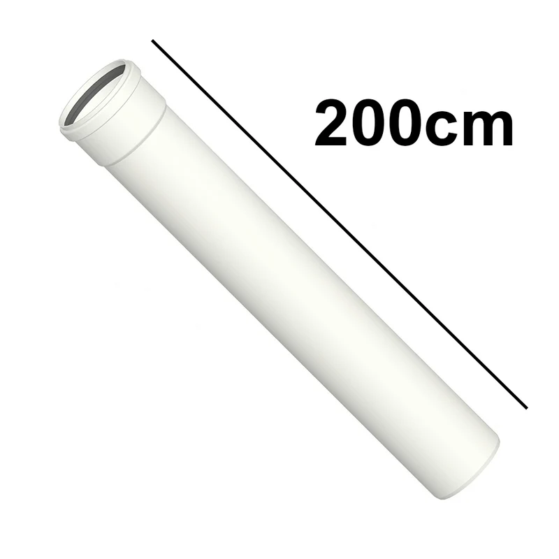 Tuyau linéaire de 200 cm en polypropylène blanc, Ø 80 mm, pour les gaz de combustion des chaudières à condensation