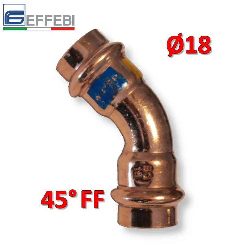 Coude FF 45° Ø 18 mm - UNICO cuivre à emboîtement pour eau et gaz