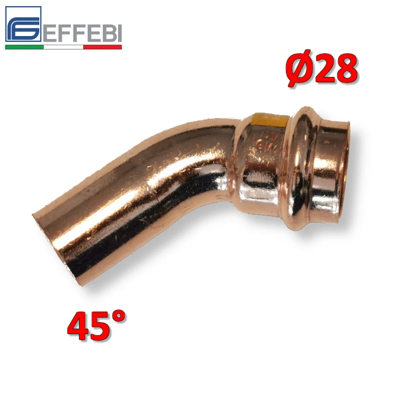 Coude MF 45° Ø 28 mm - UNICO en cuivre à emboîtement pour eau et gaz