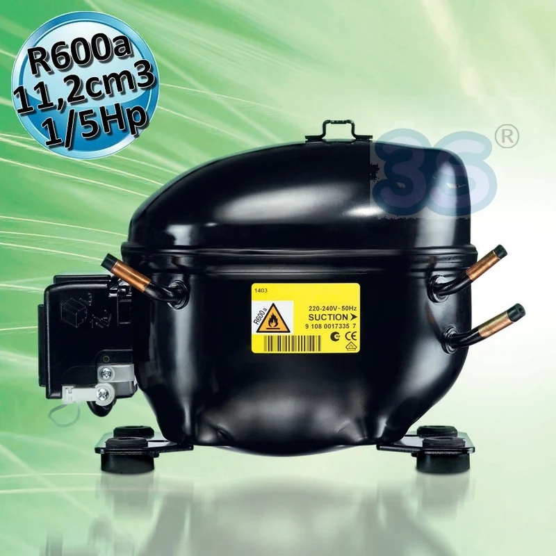 Compresseur de gaz R600a LBP 1/5 CV 11,20 cm3 Secop ACC Cubigel Elecrotolux HMK12AA