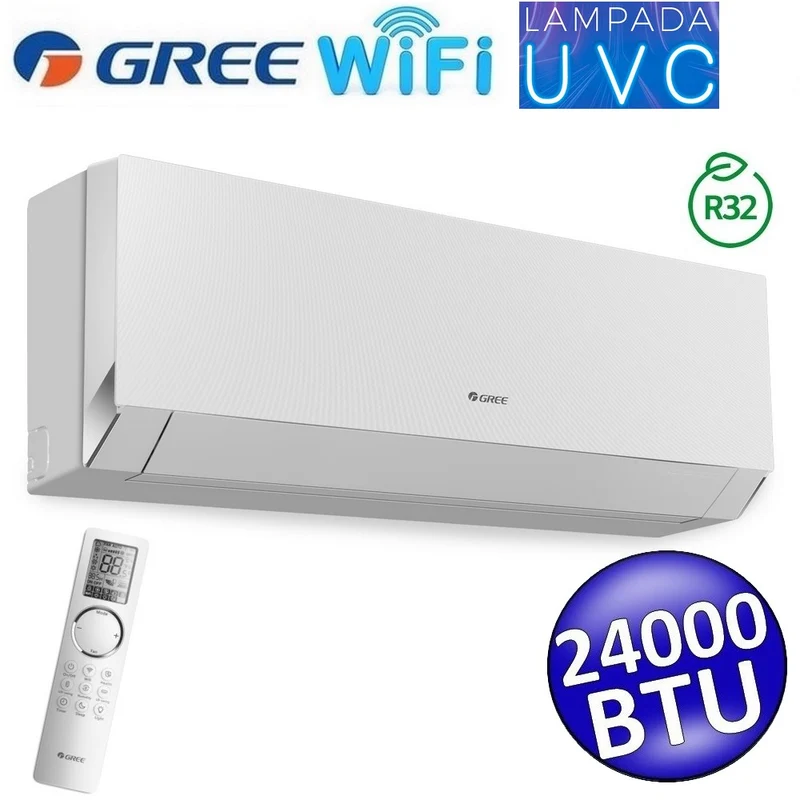Unité intérieure Gree CLIVIA blanche WiFi 24000 BTU 7,0 kW R32 - Lampe UVC - simple et multiple (GREE10201)