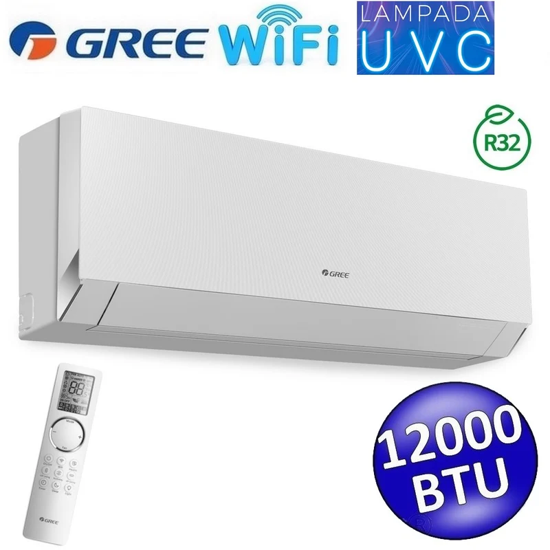 Unité intérieure Gree CLIVIA blanche WiFi 12000 btu 3,5 kW R32 - Lampe UVC - simple et multiple (GREE10197)