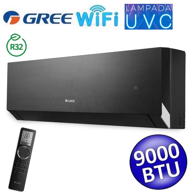 Unité intérieure Gree CLIVIA noire WiFi 9000 BTU 2,5 kW R32 - Lampe UVC - simple et multiple (GREE10203)