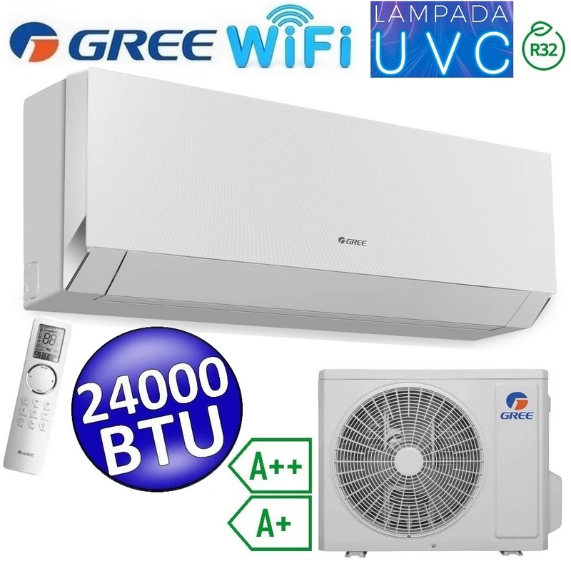 Climatiseur mono-split Gree CLIVIA blanc WiFi R32 24 000 BTU A++/A+ avec lampe de stérilisation UVC