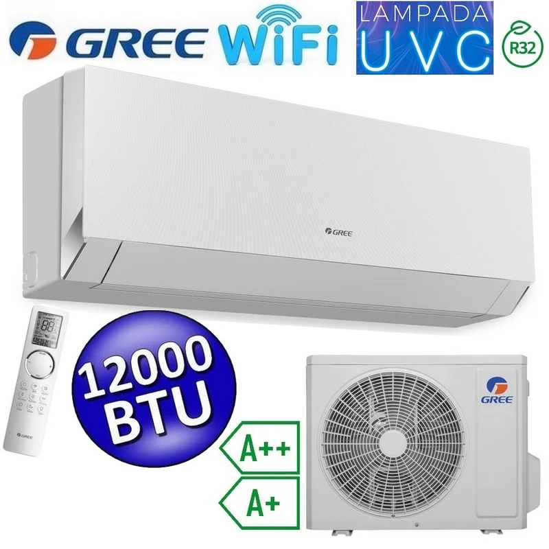 Climatiseur mono-split Gree CLIVIA blanc WiFi R32 12 000 BTU A++/A+ avec lampe de stérilisation UVC