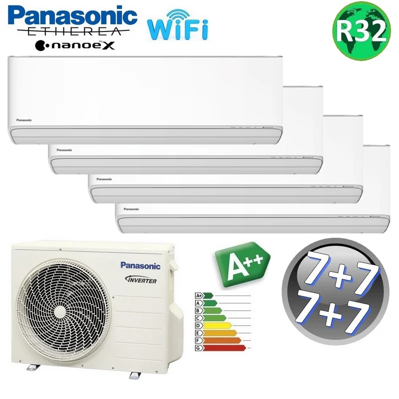 Climatiseur quadri-split Panasonic ETHEREA 7+7+7+7 000 BTU R32 A+++ Wi-Fi NanoeX