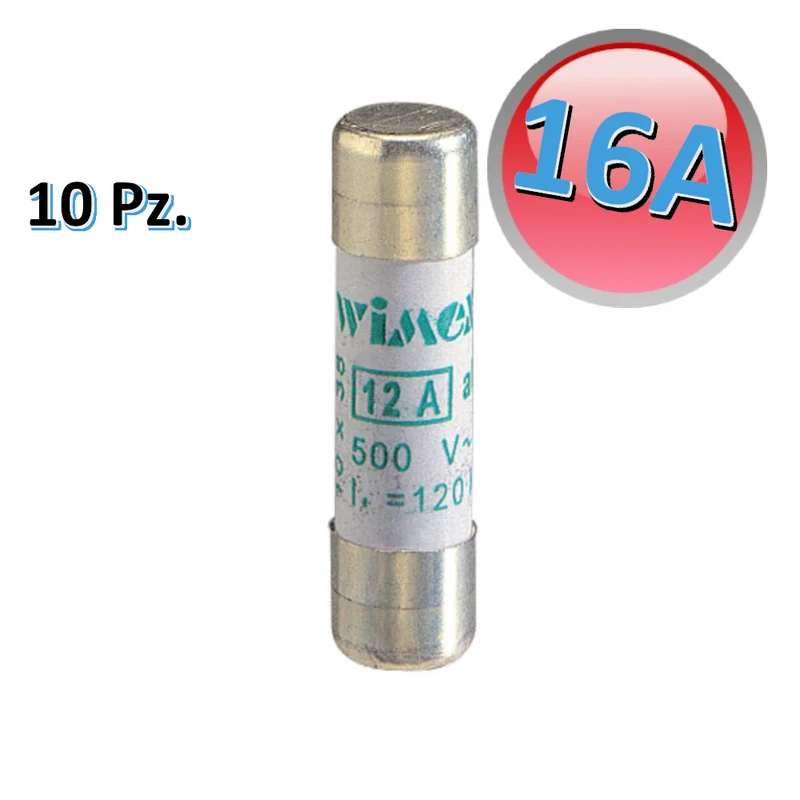 Lot de 10 cartouches fusibles 16 A 500 V sans indicateur CF 10 AM