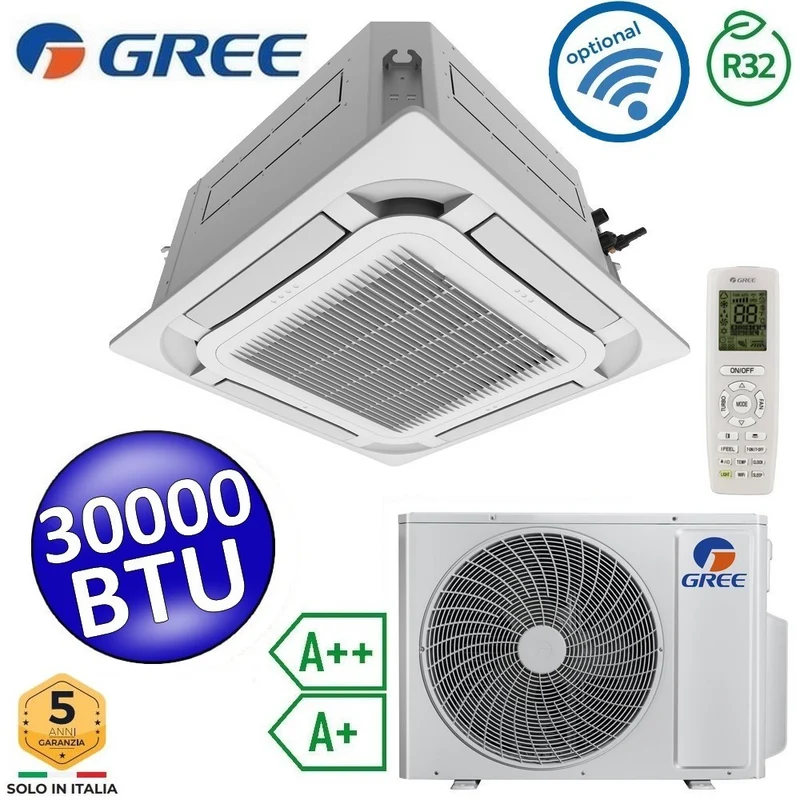 Climatiseur cassette Gree 30 000 BTU R32 à 8 voies - Télécommande et panneau de commande inclus - U-MATCH 6
