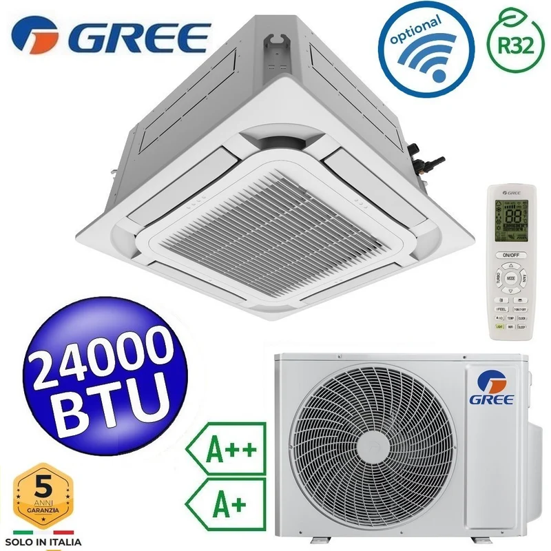 Climatiseur cassette Gree 24 000 BTU R32 à 8 voies - Télécommande et panneau de commande inclus - U-MATCH 6