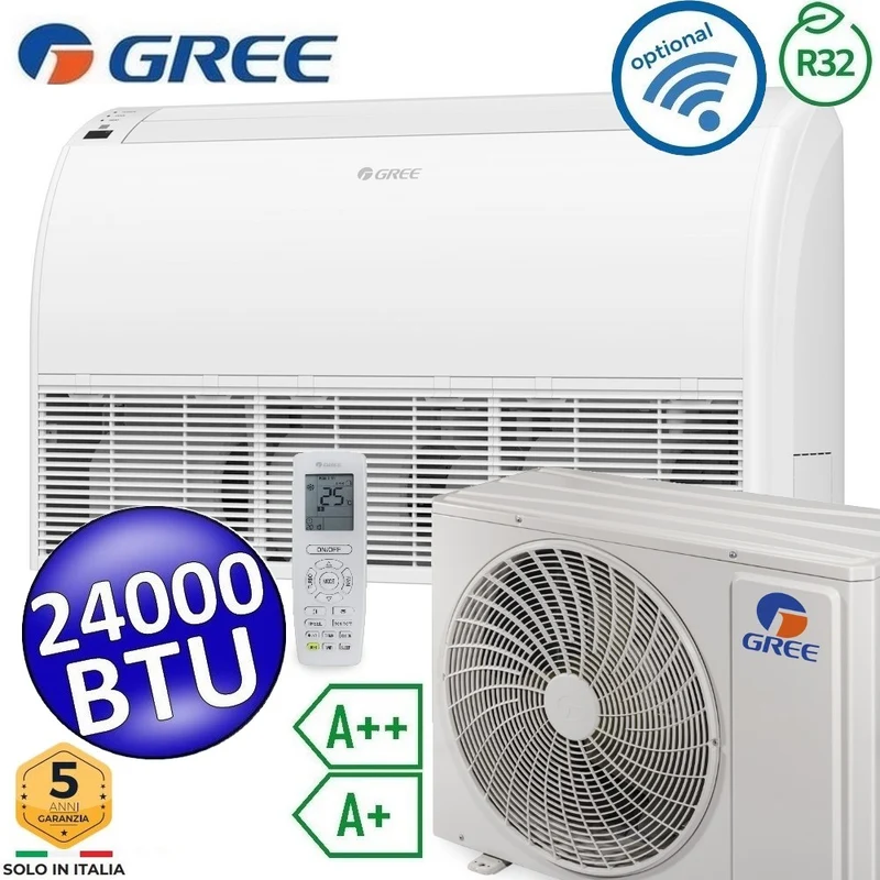 Climatiseur monobloc Gree 24 000 BTU R32 A++/A+ pour sol/plafond avec télécommande incluse - U-MATCH 6