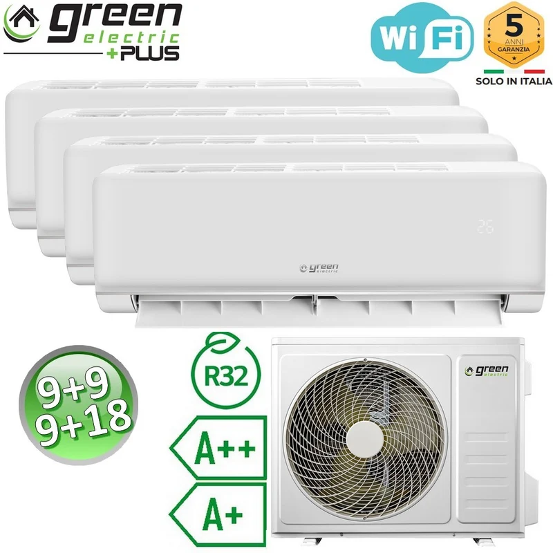 Climatiseur quadruple 9+9+9+18 BTU WiFi R32 A++/A+ Écologique PLUS