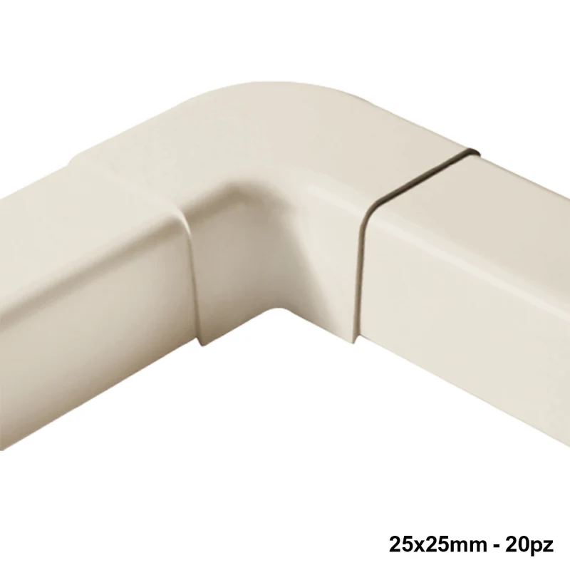 Coudes plats pour conduit 25x25 mm - 20 pièces