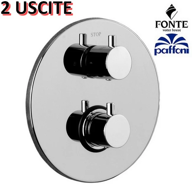 Mitigeur thermostatique de douche intégré avec inverseur 2 voies - LIQ018 CR LIGHT Paffoni, plaque ronde