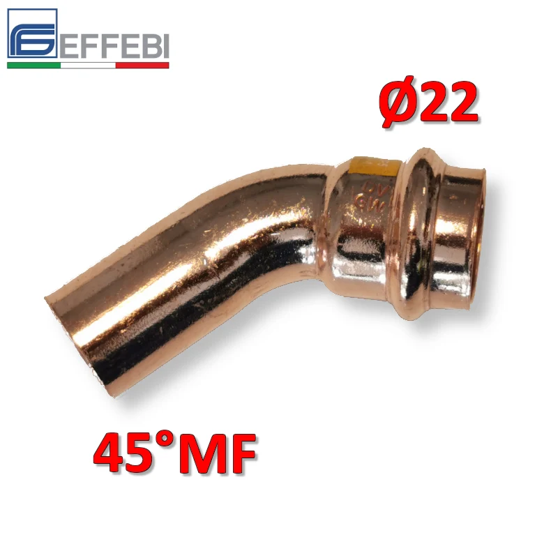Coude MF 45° Ø 22 mm - UNICO en cuivre à emboîtement pour eau et gaz