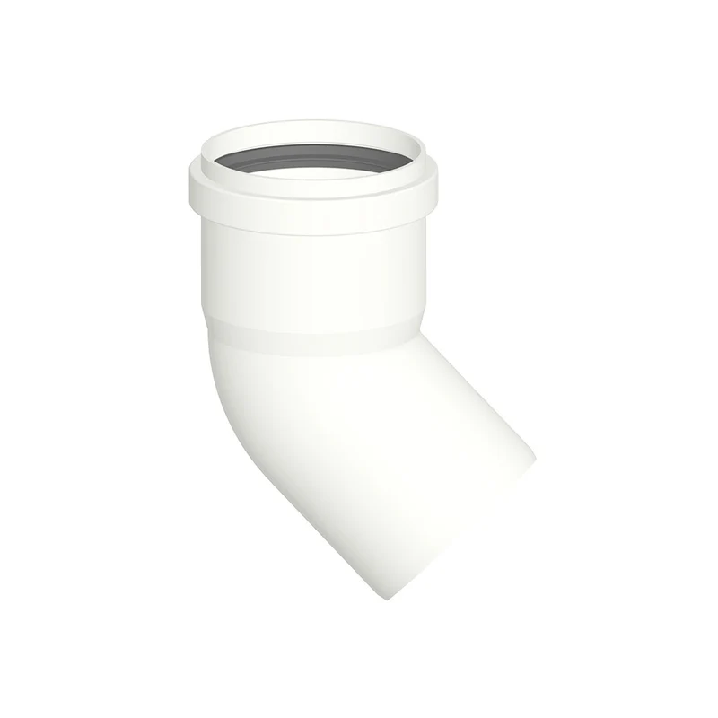 Coude à 45° M-F en PPS blanc Ø 60 mm pour gaz de combustion de chaudières à condensation