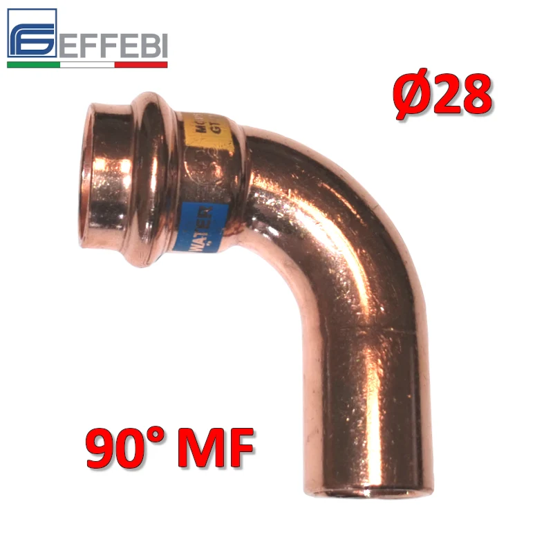 Coude à 90° MF Ø 28 mm - UNICO en cuivre à emboîtement pour eau et gaz