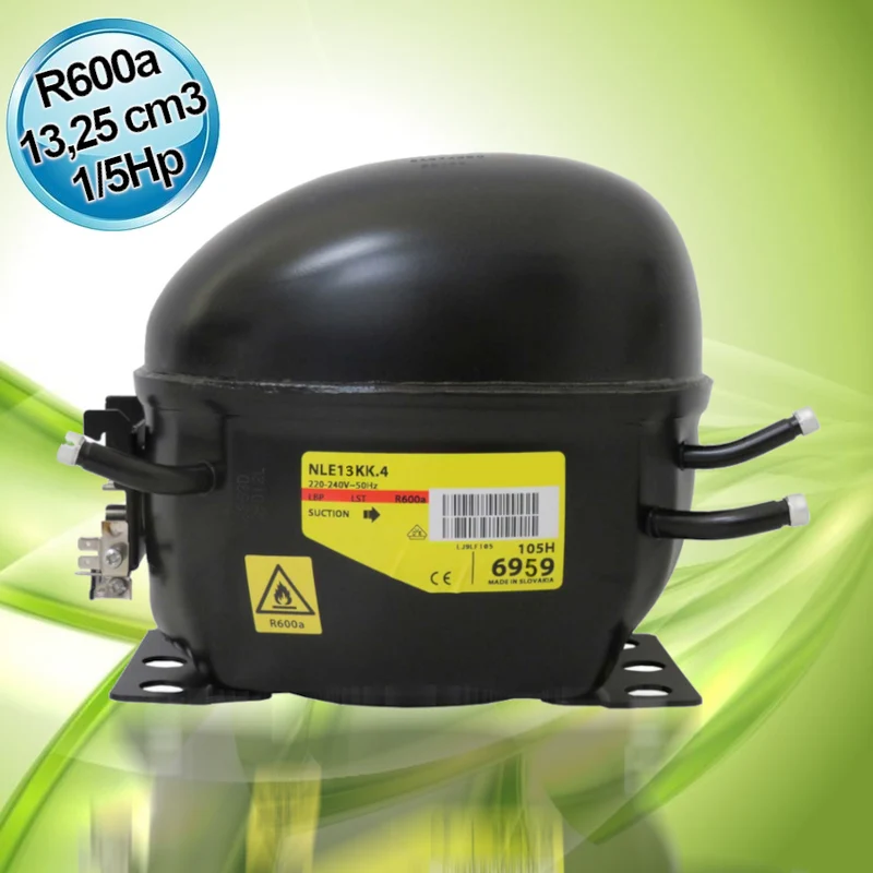 Compresseur gaz R600a LBP 1/5 Hp 13,25 cm3 Secop NLE13KK.4