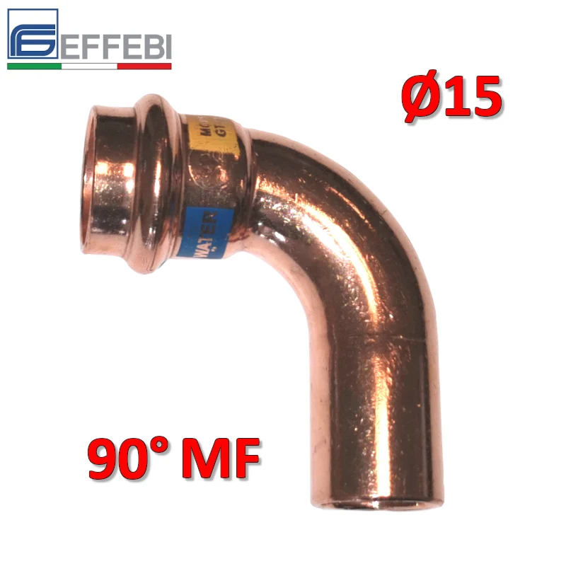Coude à 90° MF Ø 15 mm - UNICO en cuivre à emboîtement pour eau et gaz