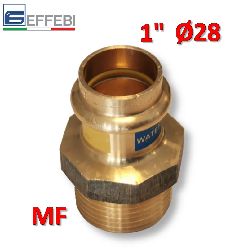 Raccord droit en bronze mâle 1'' x Ø 28 mm - Raccord en cuivre à pression UNIQUE pour eau et gaz