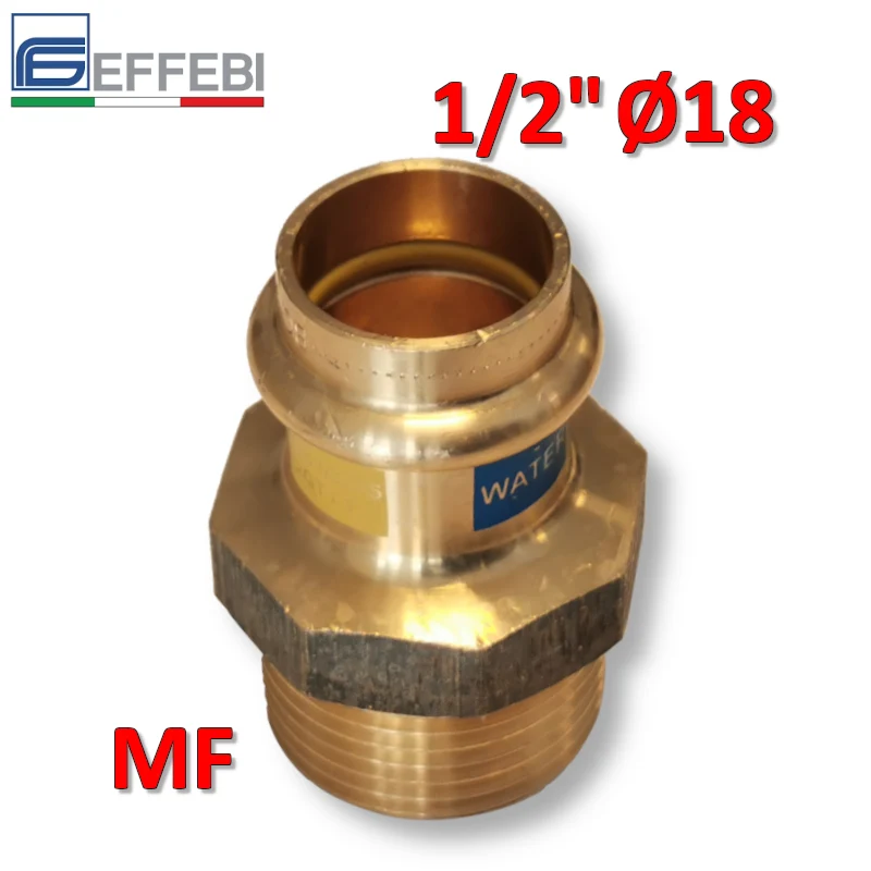 Raccord droit en bronze mâle 1/2'' x Ø 18 mm - Raccord en cuivre à pression UNIQUE pour eau et gaz