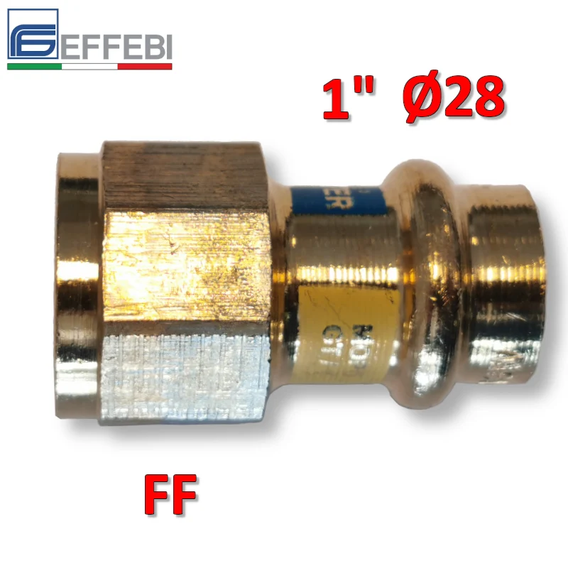 Raccord droit en bronze femelle 1'' x Ø 28 mm - Raccord en cuivre à pression UNIQUE pour eau et gaz