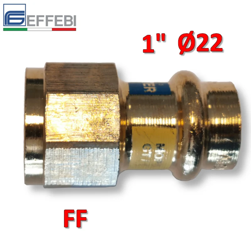 Raccord droit en bronze femelle 1'' x Ø 22 mm - Raccord en cuivre à pression UNIQUE pour eau et gaz