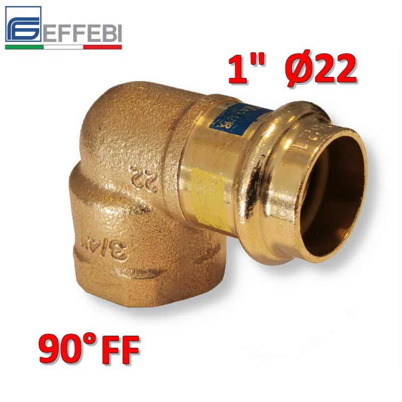 Coude à 90° en bronze F 1'' x Ø 22 mm - raccord à pression en cuivre UNICO pour eau et gaz