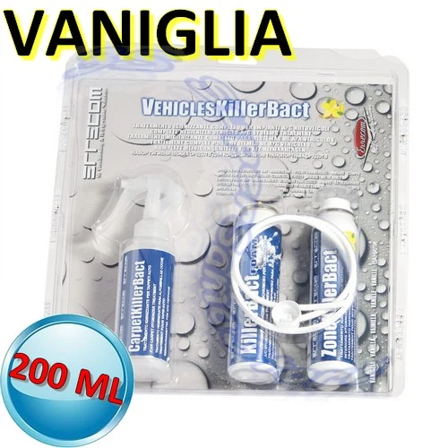 Désinfectant pour véhicules Veichles killer bact - 200 ml VANILLE avec tapis
