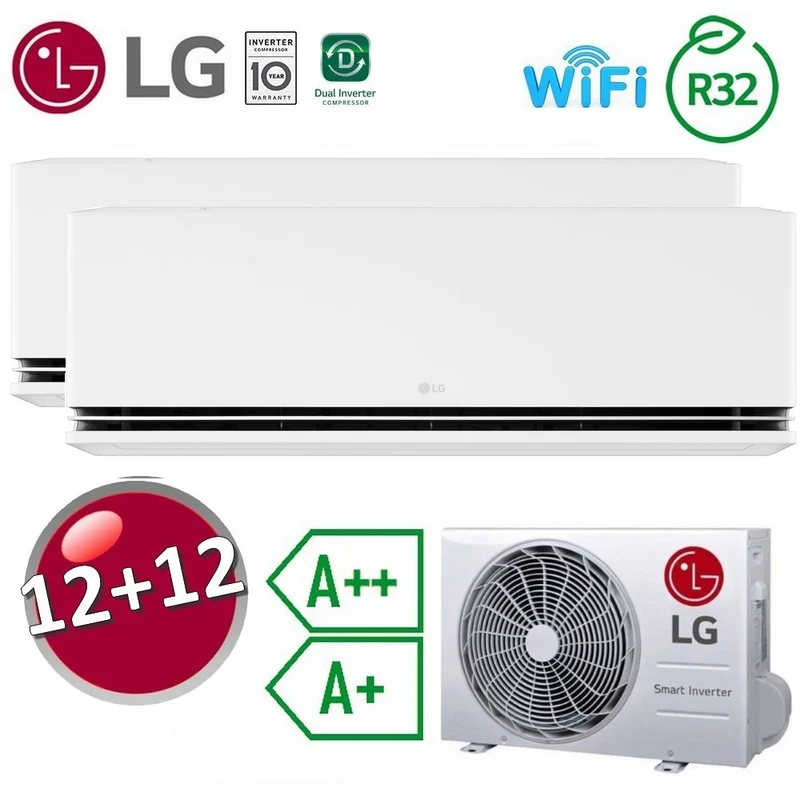 Climatiseur split double LG Dualcool DELUXE WiFi Gold Fin A++ / A++ 12000+12000