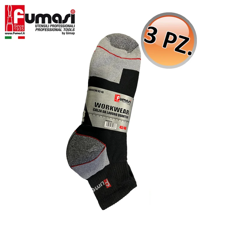 Chaussettes de travail courtes FUMASI, pointures 43 à 46, lot de 3 paires