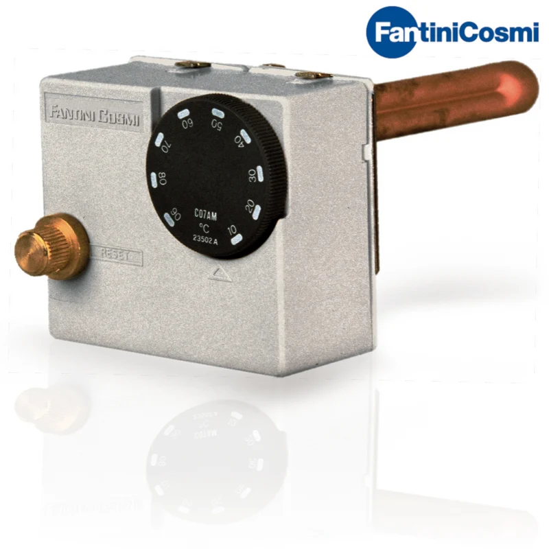 C07A3M - Thermostat double de sécurité positif à régulation et blocage pour chaudières et systèmes de chauffage