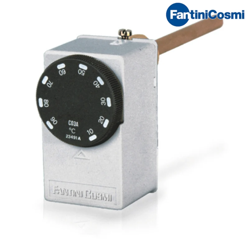 C03A3 - Thermostat à immersion, plage de température 10 ÷ 90 °C, avec gaine pour immersion dans le fluide à réguler.
